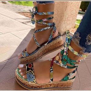 Snake skin pattern strappy sandals
